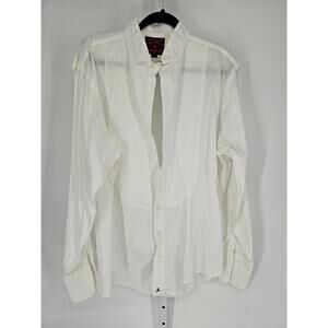 Nordstrom Mens White Cotton 2-Ply Broadcloth French Cuff Button-Up Shirt Size 17